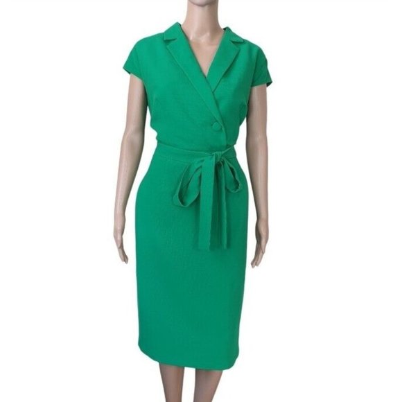pink ruby Dresses & Skirts - NWT PINK RUBY vintage green Dress Sze16 retro collared belted short sleeve